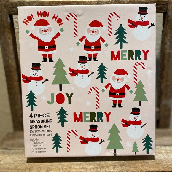 Christmas Measuring Spoons, 4 Piece Ceramic Measuring Spoon Set Kitchen Ho Ho Ho - Picture 9 of 10